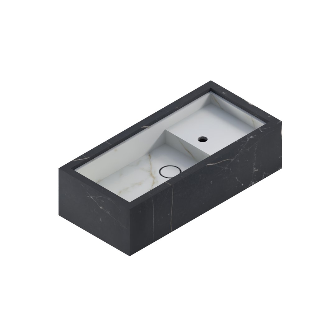 Sonatta Lavabo Com Mesa Dir Oro Bianco Pol (dentro) E Nero Venato Pol (fora) 75x - Portobello